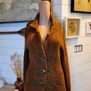 HWR Anthropologie Three Button Wool Velvet Coat